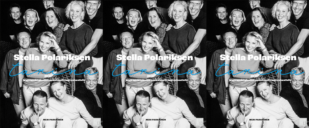 Stella Polariksen tarina -kirjan kansi, jossa mustavalkoinen kuva teatteriyhdistyksen perustajajäsenistä.